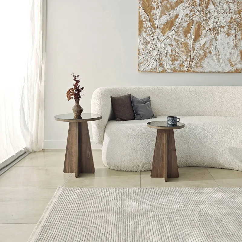 Dasina sidebord 2 dele 50 cm - Bronzie/Valnød - Møbler - Borde - Aflastningsbord - Indskudsborde