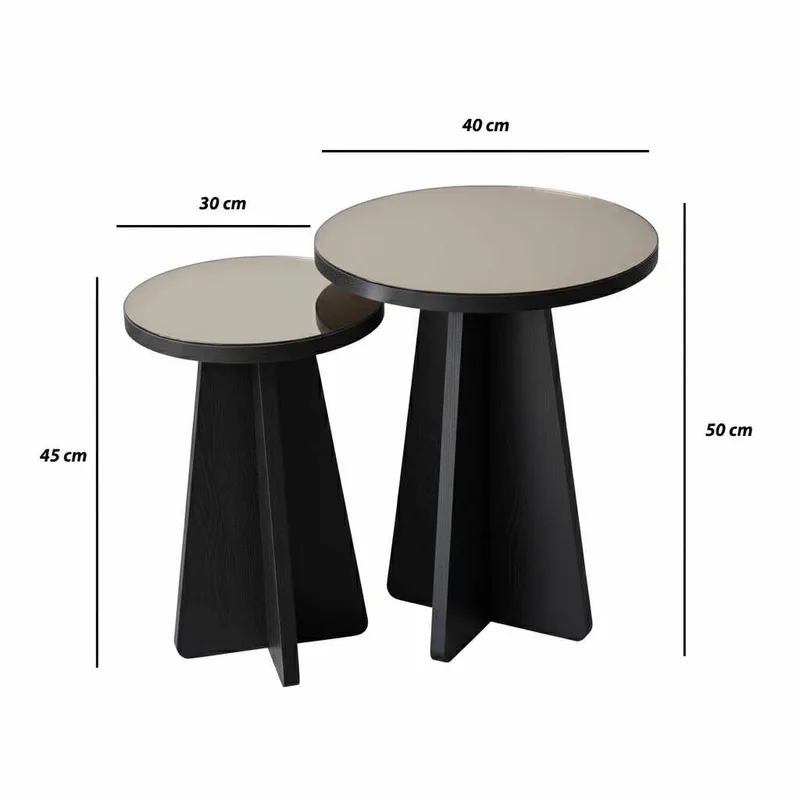 Dasina sidebord 2 dele 50 cm - Sort / Bronze - Møbler - Borde - Aflastningsbord - Indskudsborde