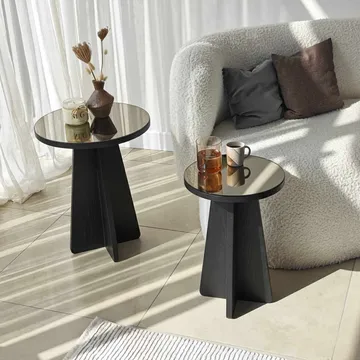 Dasina sidebord 2 dele 50 cm - Sort / Bronze - Møbler - Borde - Aflastningsbord - Indskudsborde