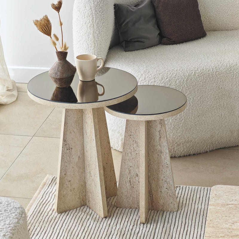Dasina sidebord 2 dele 50 cm - Travertin/Bronze - Møbler - Borde - Aflastningsbord - Indskudsborde