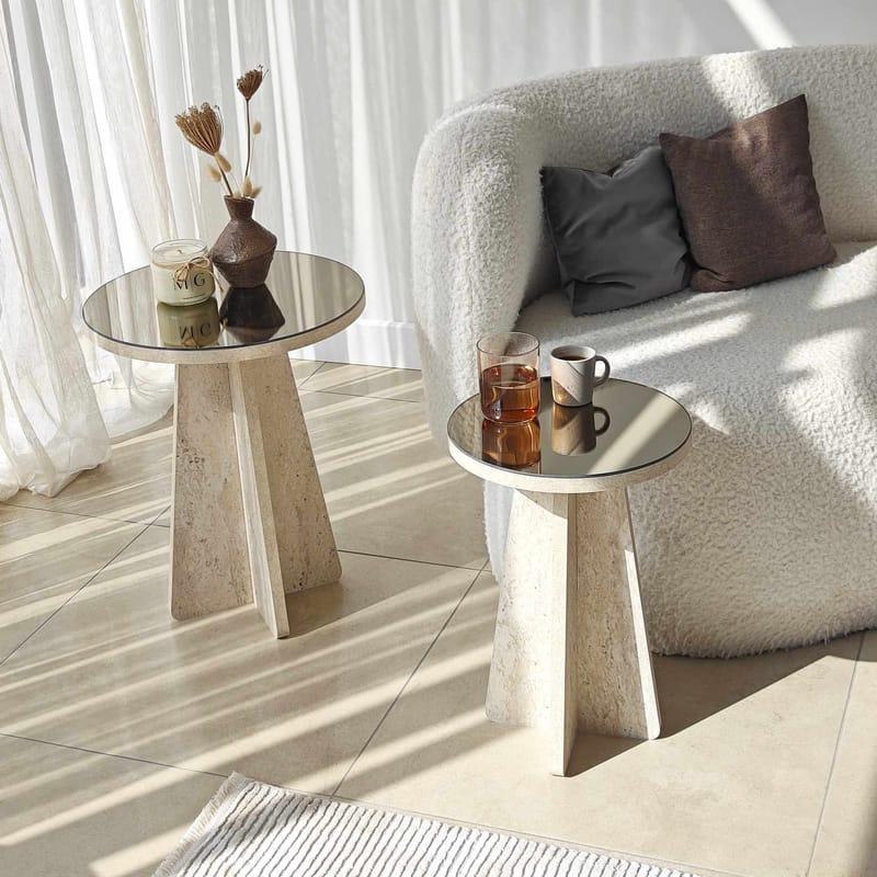 Dasina sidebord 2 dele 50 cm - Travertin/Bronze - Møbler - Borde - Aflastningsbord - Indskudsborde