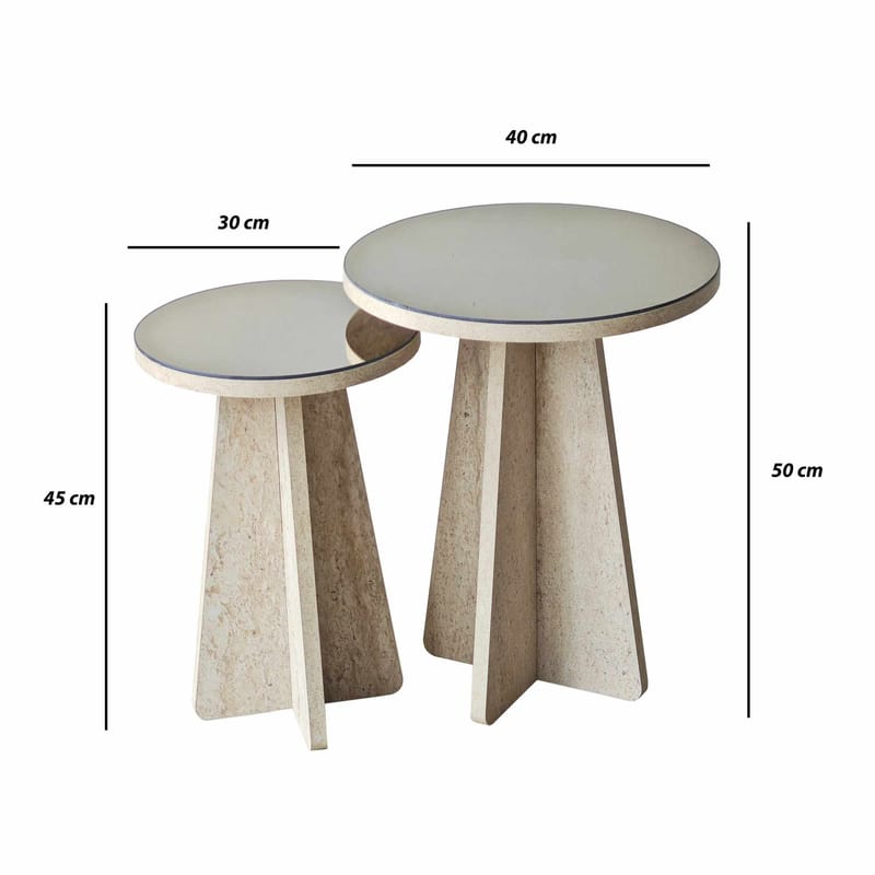 Dasina sidebord 2 dele 50 cm - Travertin/Bronze - Møbler - Borde - Aflastningsbord - Indskudsborde