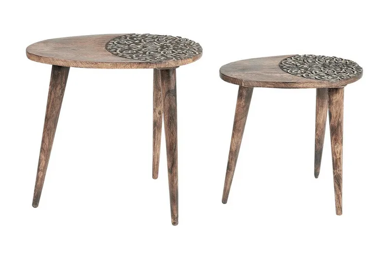 Daylinn Sætbord 54 cm, Mørkt træ/Guld