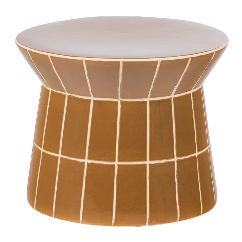 Dekorativt sidebord Plu 38 cm rundt, Honninggul