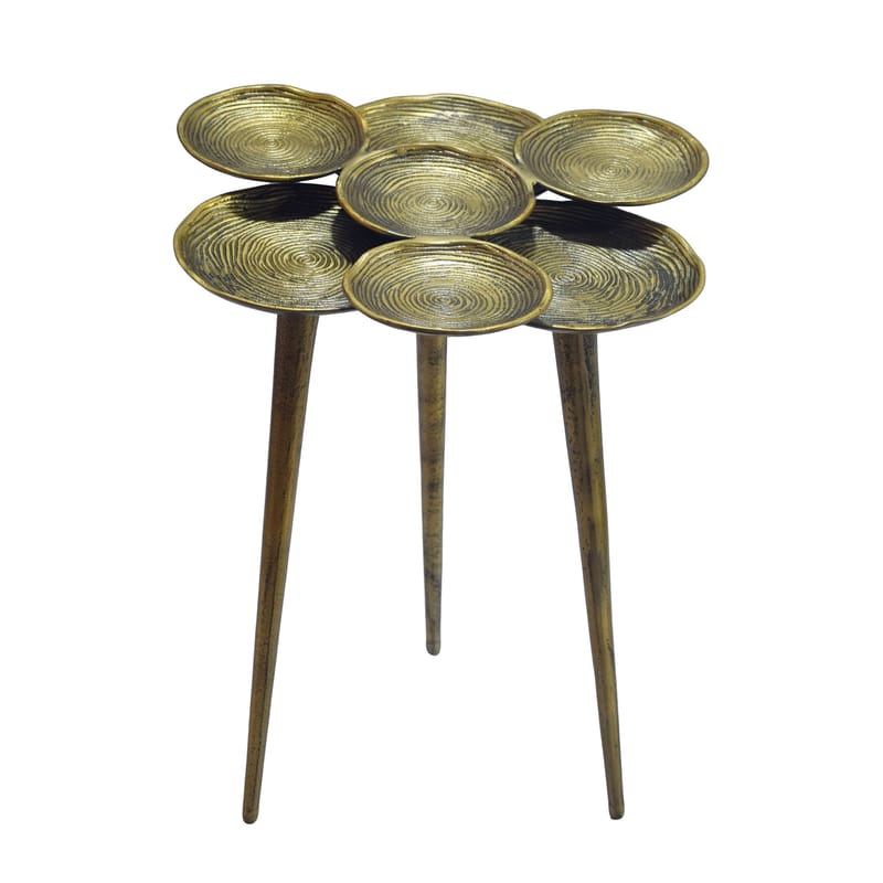 Denvor rundt sidebord 46 cm i aluminium - guld - Møbler - Borde - Aflastningsbord - Lampebord