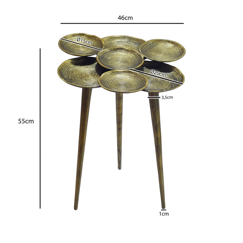 Denvor rundt sidebord 46 cm i aluminium - guld - Møbler - Borde - Aflastningsbord - Lampebord