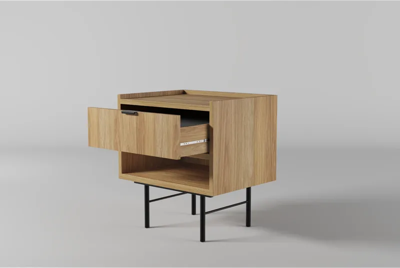 Dravo Sengebord 40 cm - Naturlig hickory / naturlig egetræstone - Møbler - Borde - Aflastningsbord - Sengebord