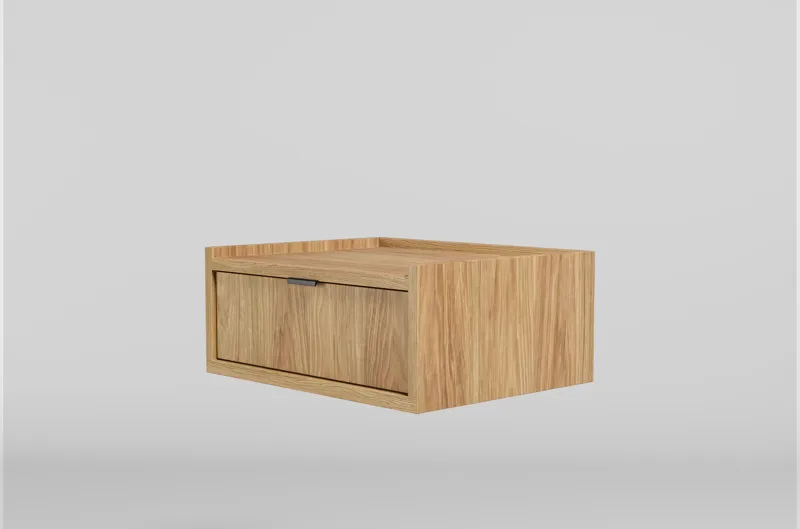 Dravo Væghængt Sengebord 40 cm, Naturlig hickory / naturlig egetræstone