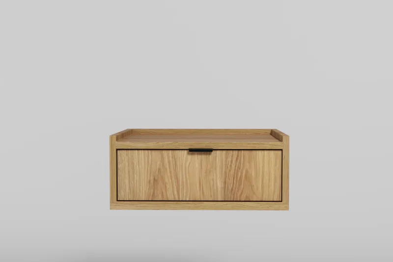 Dravo Væghængt Sengebord 40 cm - Naturlig hickory / naturlig egetræstone - Møbler - Borde - Aflastningsbord - Sengebord