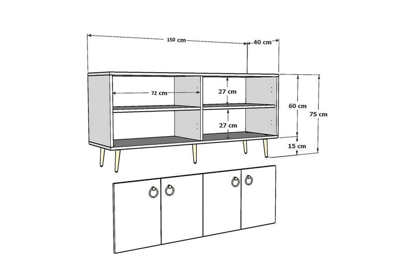 Drop Konsolbord 150 cm - Hvid - Møbler - Borde - Aflastningsbord - Entrébord