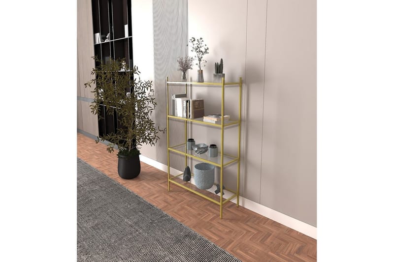 Edilberta Bogreol 80 cm - Guld - Opbevaring - Hylder & Reoler - Bogreol