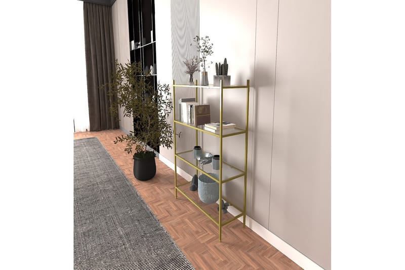 Edilberta Bogreol 80 cm - Guld - Opbevaring - Hylder & Reoler - Bogreol