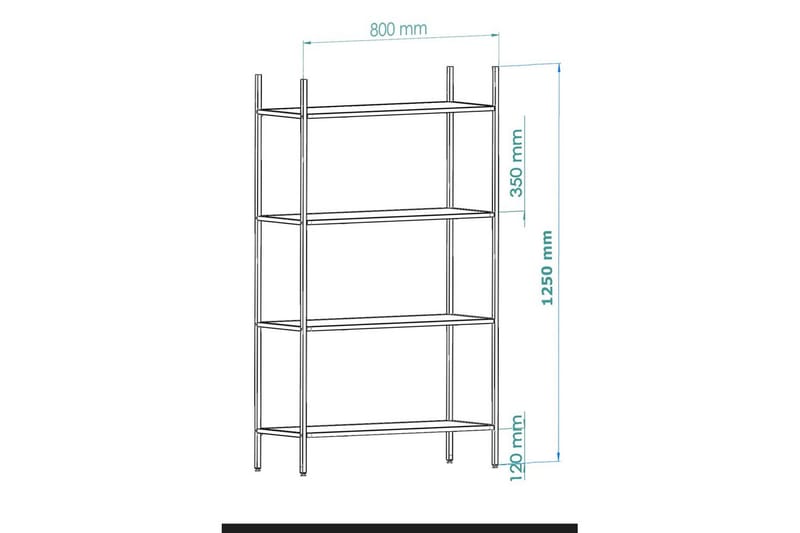 Edilberta Bogreol 80 cm - Sort - Opbevaring - Hylder & Reoler - Bogreol