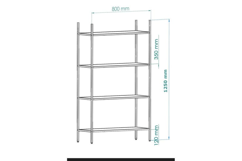 Edilberta Bogreol 80 cm - Sort - Opbevaring - Hylder & Reoler - Bogreol