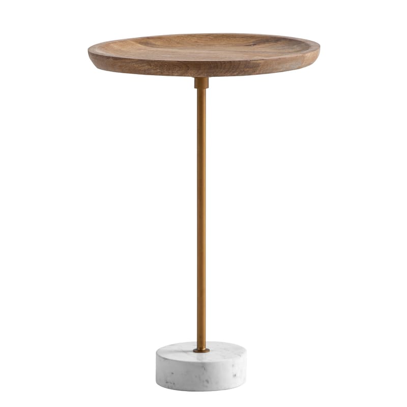 Eliela Sidebord 40 cm Rund - varm mørkebrun, guld og hvid - Møbler - Borde - Aflastningsbord - Konsolbord & sidebord