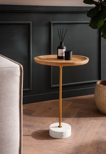 Eliela Sidebord 40 cm Rund - varm mørkebrun, guld og hvid - Møbler - Borde - Aflastningsbord - Konsolbord & sidebord
