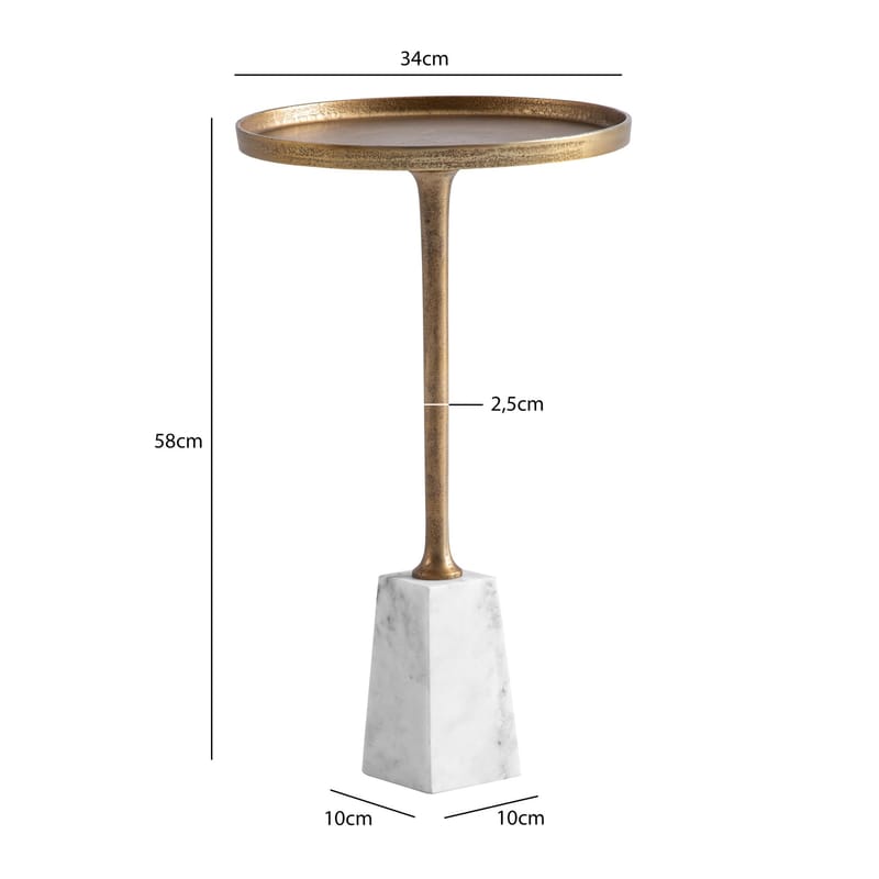 Eliilo Sidebord 34 cm - antikguld og hvid marmor - Møbler - Borde - Aflastningsbord - Konsolbord & sidebord