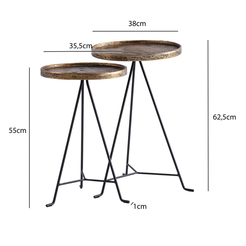 Eliira Indskudsbord 38 cm Industriel stil - Antikguld og sort - Møbler - Borde - Aflastningsbord - Indskudsborde