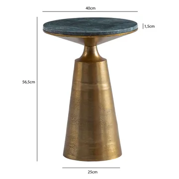 Eliuna Sidebord 40 cm - mørkegrøn marmor og antikguld - Møbler - Borde - Aflastningsbord - Konsolbord & sidebord