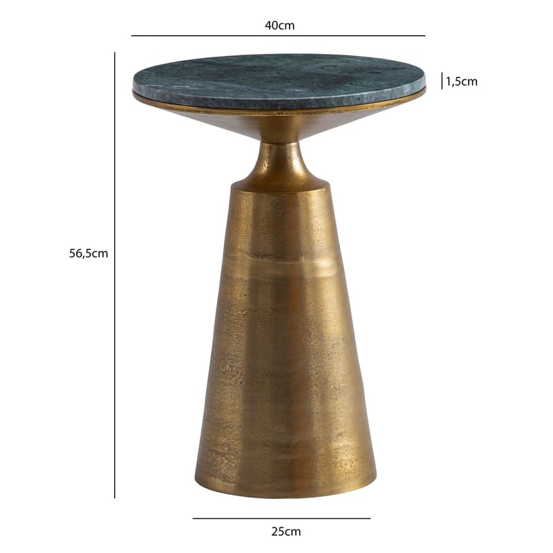 Eliuna Sidebord 40 cm - mørkegrøn marmor og antikguld - Møbler - Borde - Aflastningsbord - Konsolbord & sidebord