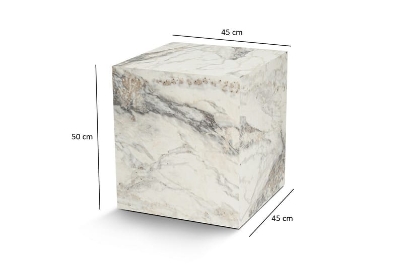 Elnor Sidebord 45 cm - Hvid Marmor - Møbler - Borde - Aflastningsbord - Lampebord