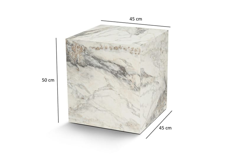 Elnor Sidebord 45 cm - Hvid Marmor - Møbler - Borde - Aflastningsbord - Lampebord