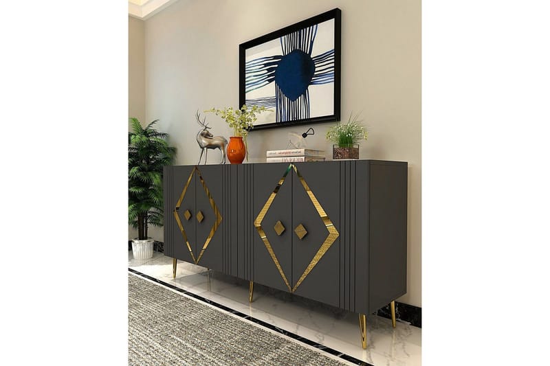 Elvon Konsolbord 150 cm - Antracit/Guld - Møbler - Borde - Aflastningsbord - Entrébord