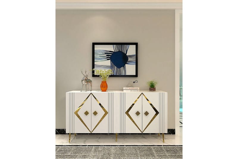 Elvon Konsolbord 150 cm - Hvid/Guld - Møbler - Borde - Aflastningsbord - Entrébord