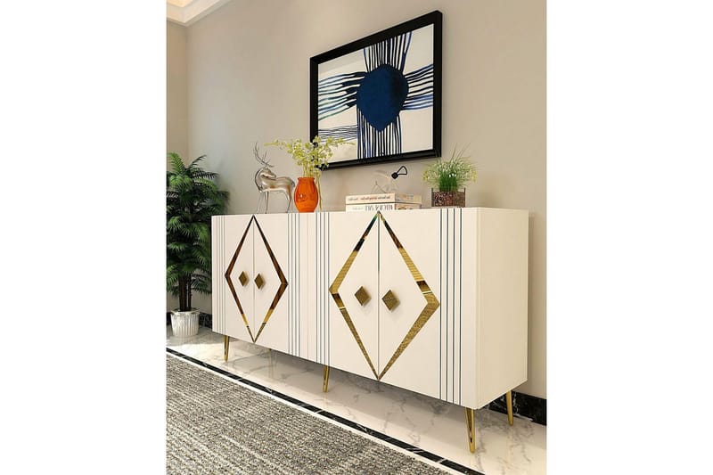 Elvon Konsolbord 150 cm - Hvid/Guld - Møbler - Borde - Aflastningsbord - Entrébord