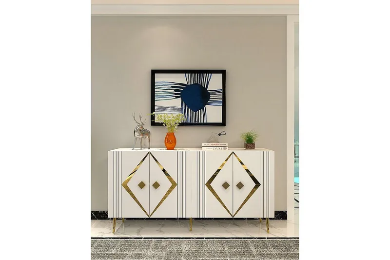 Elvon Konsolbord 150 cm - Hvid/Guld - Møbler - Borde - Aflastningsbord - Entrébord