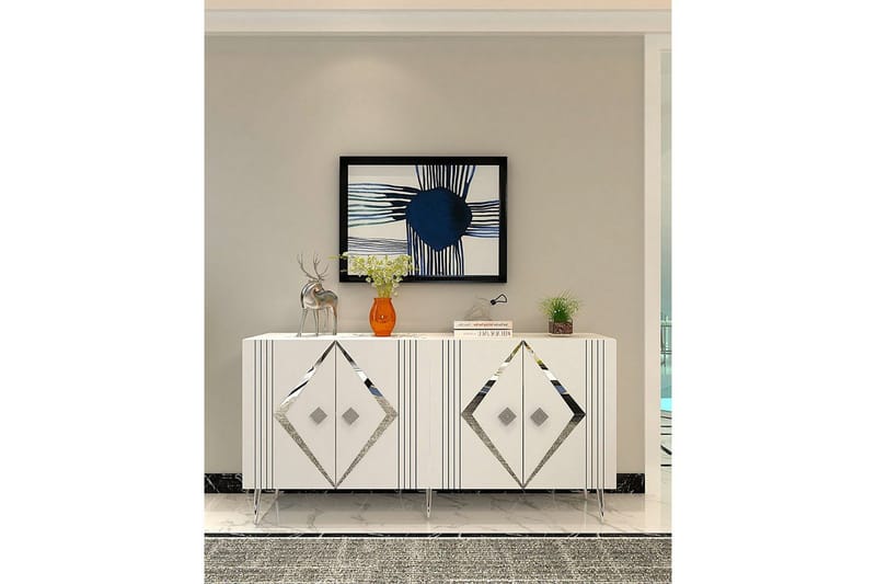 Elvon Konsolbord 150 cm - Hvid/Sølv - Møbler - Borde - Aflastningsbord - Entrébord