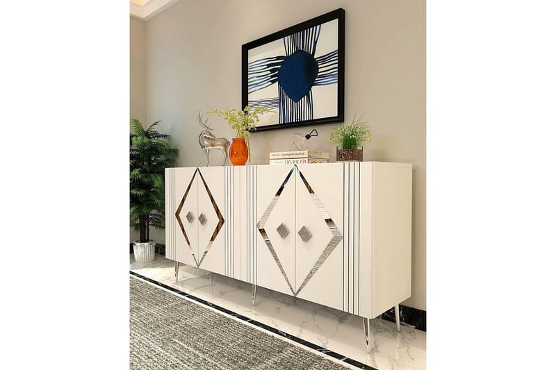 Elvon Konsolbord 150 cm - Hvid/Sølv - Møbler - Borde - Aflastningsbord - Entrébord
