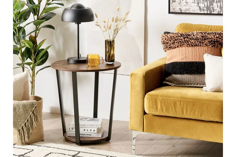 Emmalee Sidebord 50 cm - Mørkt træ/Sort - Møbler - Borde - Aflastningsbord - Lampebord