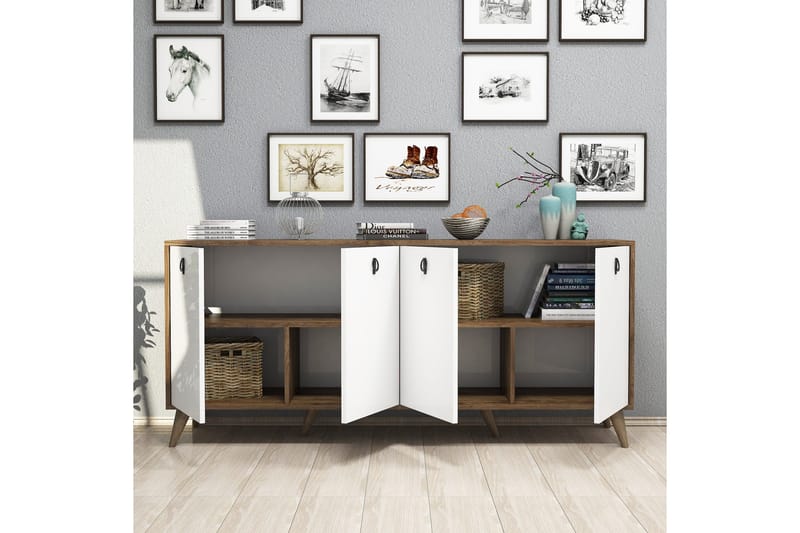 Konsolbord Athodna konsolbord 180 cm Vit, Mörkbrun - Møbler - Borde - Aflastningsbord - Entrébord