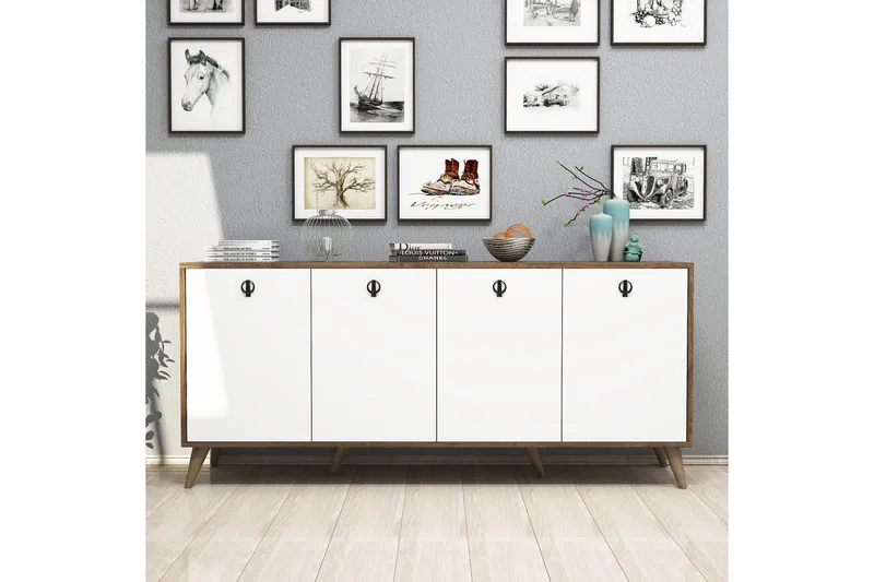 Konsolbord Athodna konsolbord 180 cm Vit, Mörkbrun - Møbler - Borde - Aflastningsbord - Entrébord