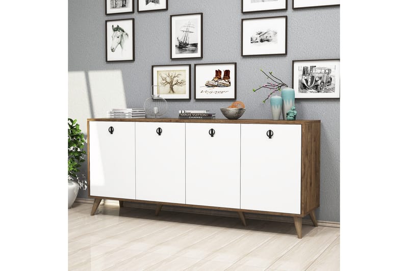 Konsolbord Athodna konsolbord 180 cm Vit, Mörkbrun - Møbler - Borde - Aflastningsbord - Entrébord