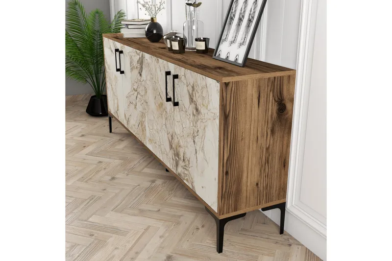 Levents Konsolbord 180 cm - Valnød/Beige/Sort - Møbler - Borde - Aflastningsbord - Entrébord