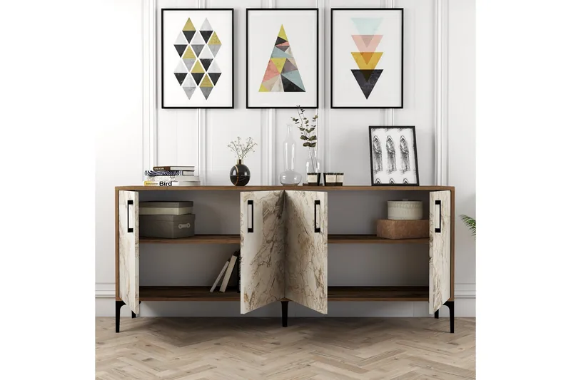 Levents Konsolbord 180 cm - Valnød/Beige/Sort - Møbler - Borde - Aflastningsbord - Entrébord