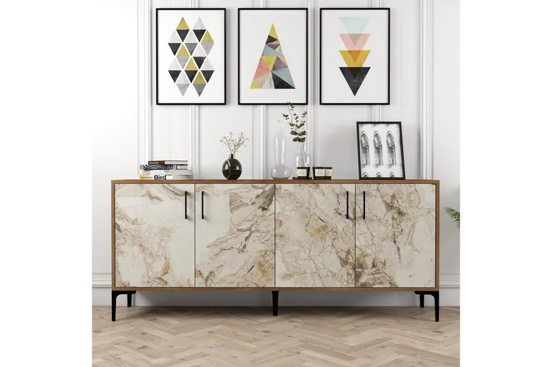 Levents Konsolbord 180 cm - Valnød/Beige/Sort - Møbler - Borde - Aflastningsbord - Entrébord