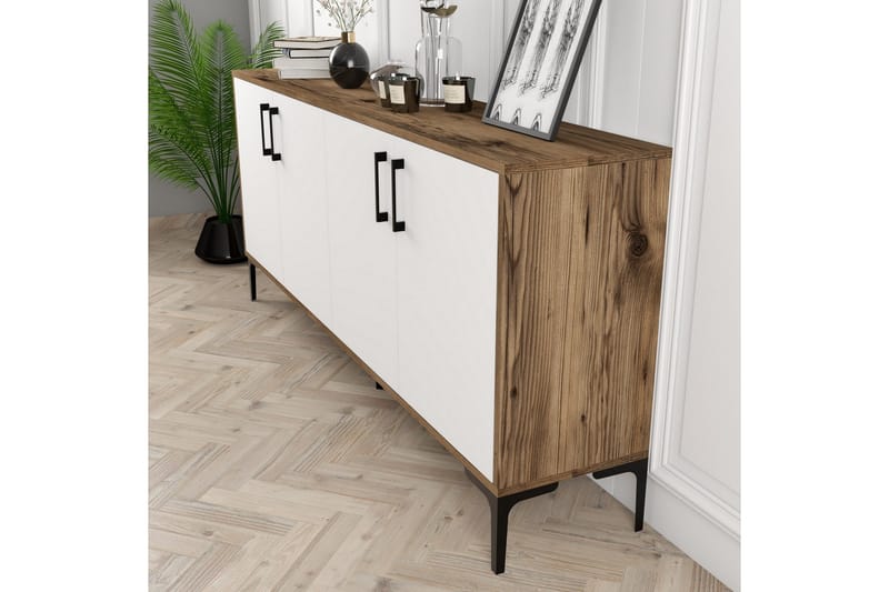 Levents Konsolbord 180 cm - Valnød/Hvid/Sort - Møbler - Borde - Aflastningsbord - Entrébord