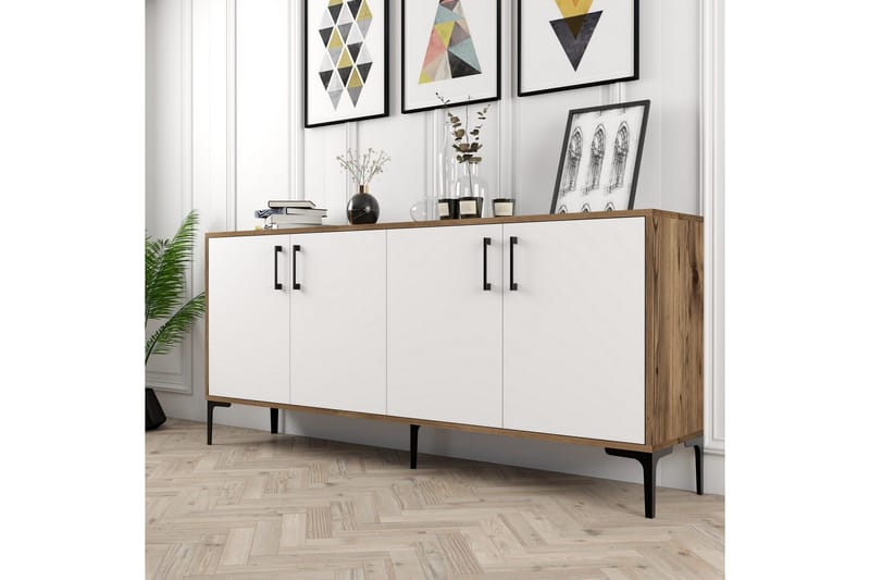 Levents Konsolbord 180 cm - Valnød/Hvid/Sort - Møbler - Borde - Aflastningsbord - Entrébord