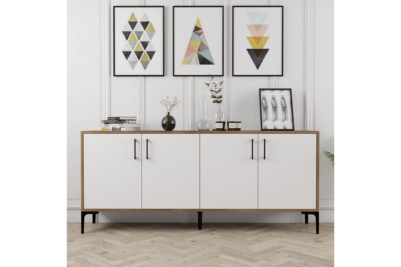 Levents Konsolbord 180 cm - Valnød/Hvid/Sort - Møbler - Borde - Aflastningsbord - Entrébord