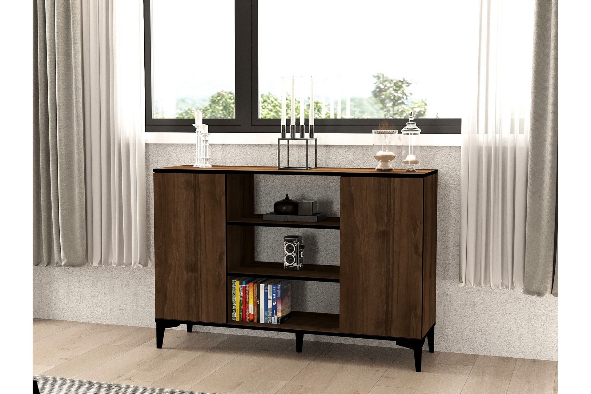 Erke Konsolbord 140 cm - Valnød/Sort - Møbler - Borde - Aflastningsbord - Entrébord