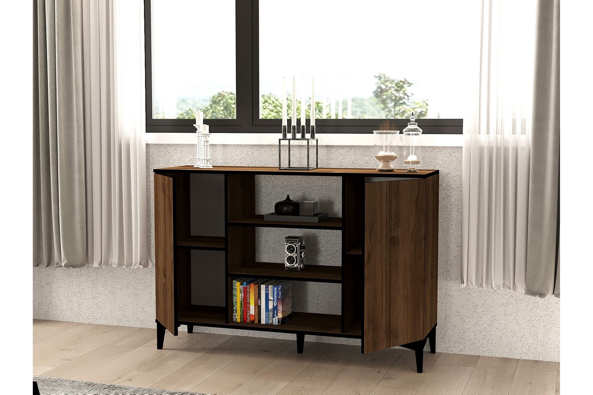 Erke Konsolbord 140 cm - Valnød/Sort - Møbler - Borde - Aflastningsbord - Entrébord