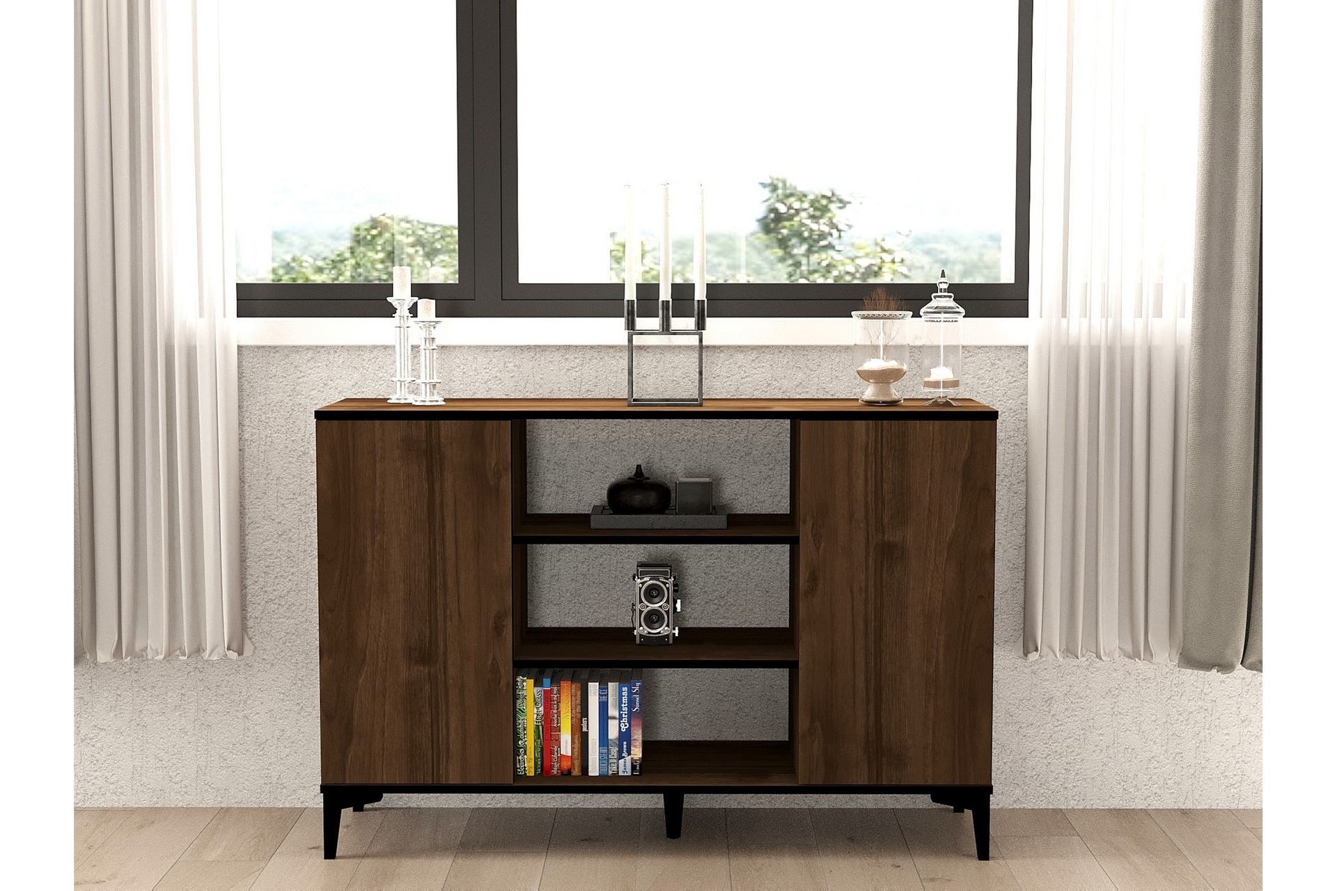 Erke Konsolbord 140 cm - Valnød/Sort - Møbler - Borde - Aflastningsbord - Entrébord