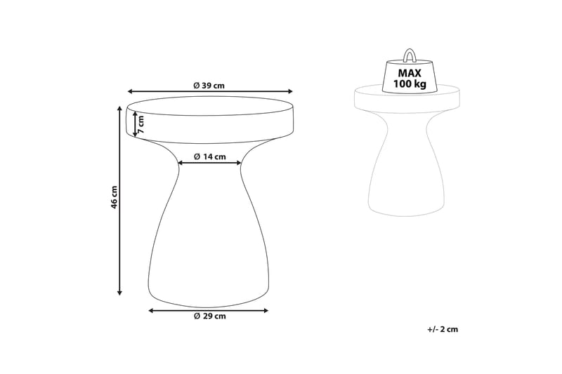 Faber Sidebord 39 cm - Hvid - Møbler - Borde - Aflastningsbord - Lampebord