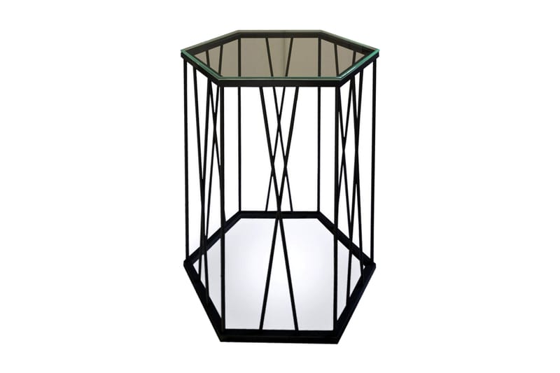 Falan Sidebord 40 cm Hexagon - Glas/Sort - Lampebord - Bakkebord & små borde
