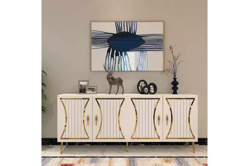 Falra Konsolbord 150 cm - Hvid/Guld - Møbler - Borde - Aflastningsbord - Entrébord