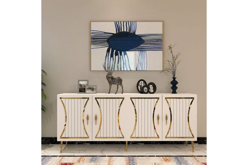 Falra Konsolbord 150 cm - Hvid/Guld - Møbler - Borde - Aflastningsbord - Entrébord