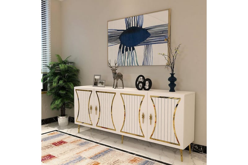Falra Konsolbord 150 cm - Hvid/Guld - Møbler - Borde - Aflastningsbord - Entrébord